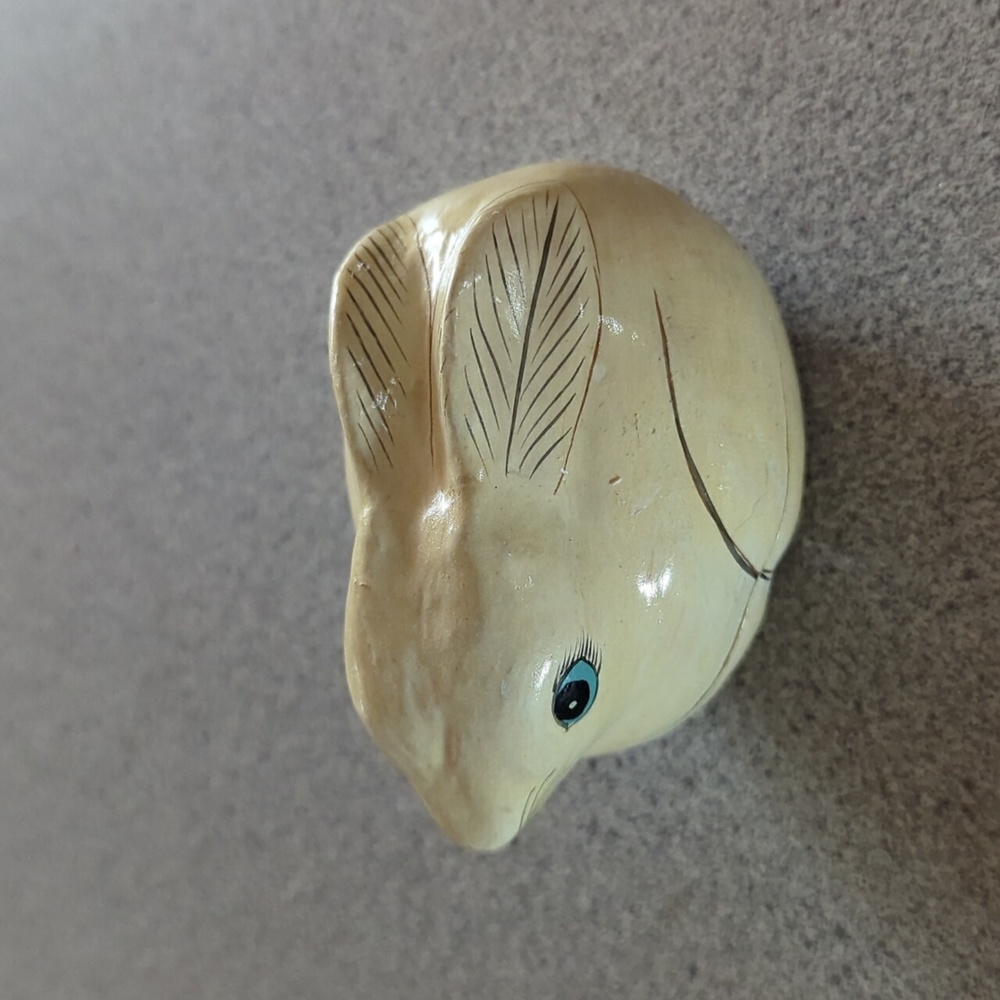 Vintage paper mache rabbit bunny yellow